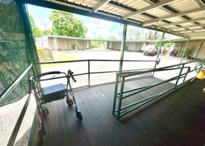 undercover ramp with a parked walker