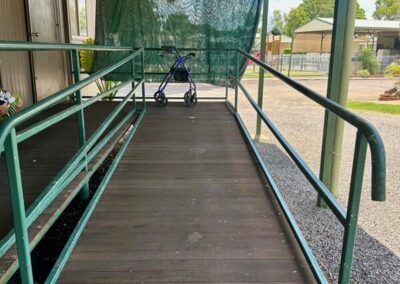 undercover ramp with a parked walker